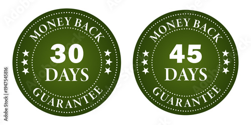 30 days money back guarantee, 45 days money back guarantee Stamp vector for graphic design