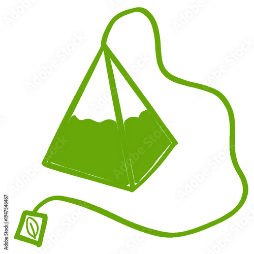 vector illustration of triangle green tea bag
