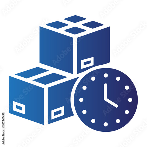 Delivery time icons, showing three boxes and a clock face symbolizing shipping and logistics services, perfect for business and e-commerce