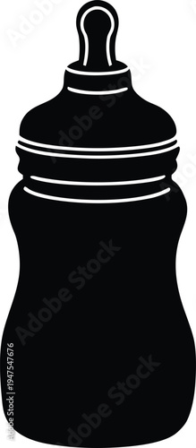 Feeding bottle silhouette for baby nutrition and newborn childcare equipment isolated on background