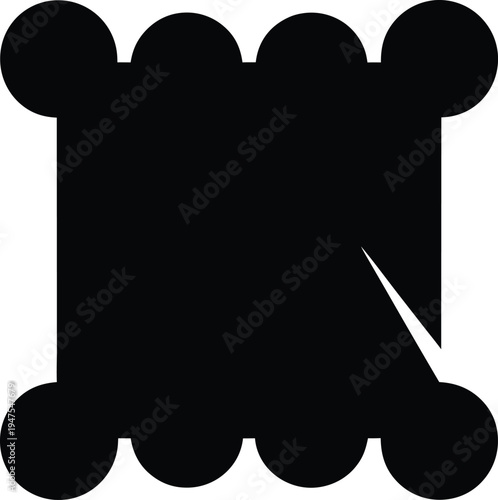 Textured fabric sample silhouette with scalloped edges for textile manufacturing and sewing concept