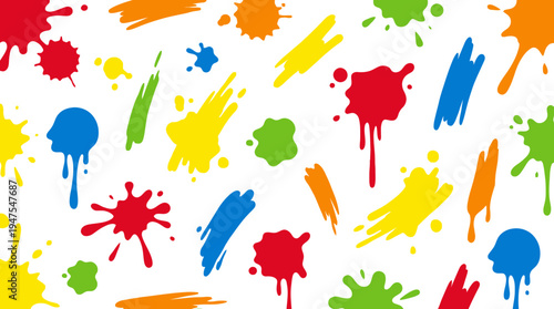 Colorful paint splatters graphic elements