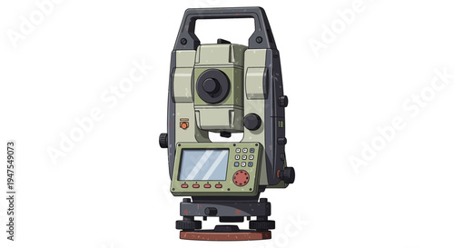 Modern digital theodolite surveying instrument on white background