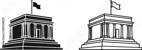 Monument illustration of buildings with flags on top Vector