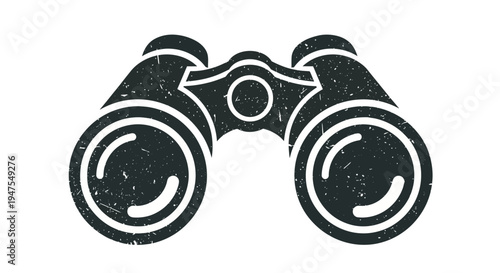 Vintage binoculars icon, grunge texture, search and discovery symbol