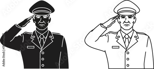 Soldiers saluting military men in uniform Vector