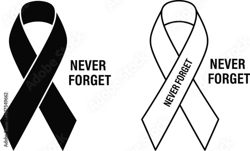 Never forget memorial ribbon awareness Vector