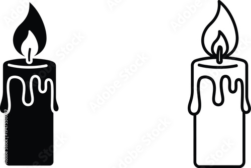 Candle flame icon set Vector