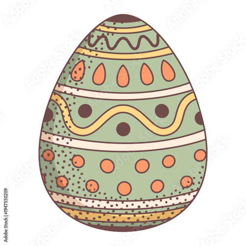 Intricate Easter egg illustration decorated with vintage geometric patterns