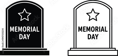 Memorial day tombstones star symbols Vector