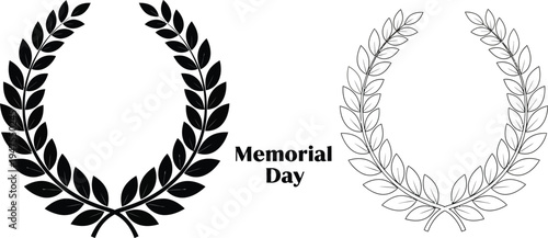 Memorial day laurel wreath vector icons Vector