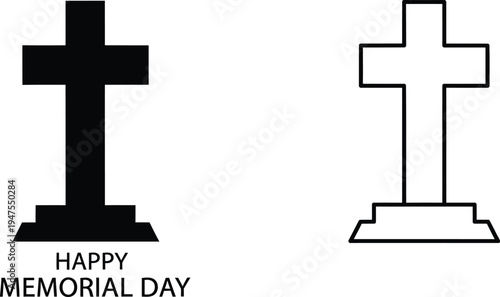 Happy memorial day crosses Vector