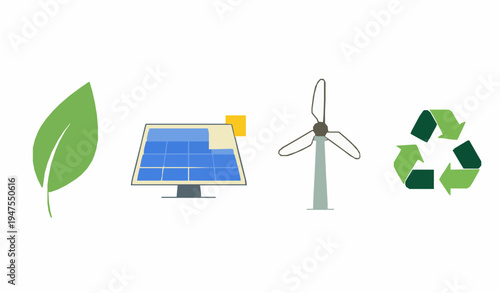 Minimal eco friendly energy icon set