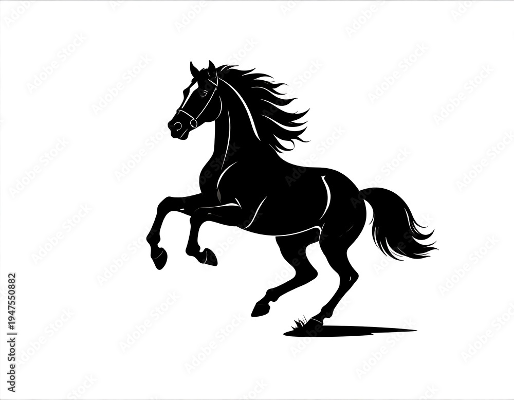 Obraz premium Black silhouette of a galloping horse