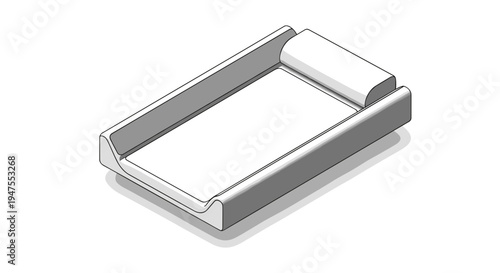 Baby changing mat with raised edges and padded surface, isolated on a white background, showcasing a minimalist design