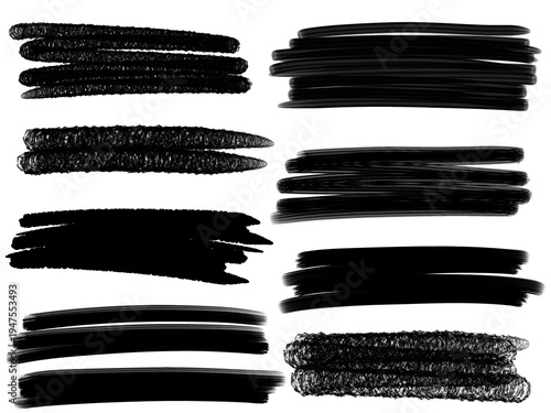 Set of grunge black strike through. 	