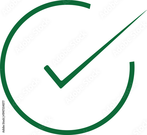 Green Check Mark Icon Vector Illustration: Simple Approval, Success, and Completion Symbol for Website UI, App Design, and Business Presentations
