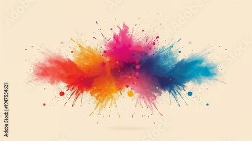 abstract colorful powder explosions on white background