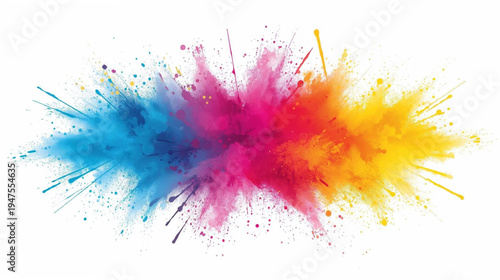 abstract colorful powder explosions on white background