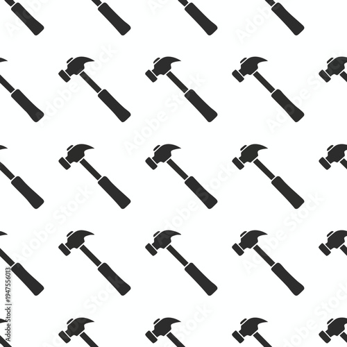 A repeating pattern of black hammer icons on a white background