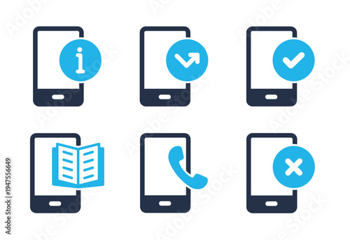 Mobile Support and Call Status icon set. Solid glyph series icons