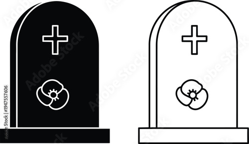 Tombstones with crosses and skulls Vector