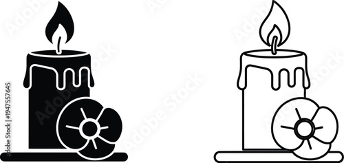 Candle and flowers illustration Vector