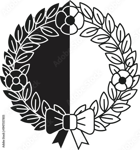 Belgian flag wreath laurel leaves ribbon Vector