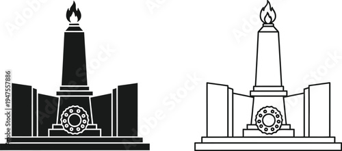 Monument design with flame and pillar Vector