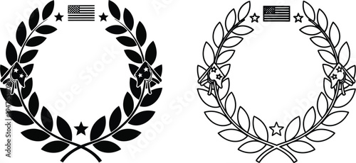American laurel wreath vector icons Vector