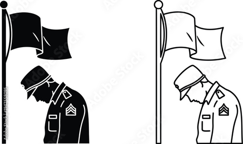 Police officer silhouette flag icons Vector