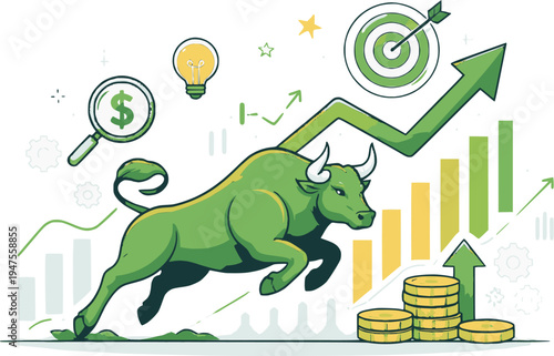 financial crisis concept illustration stock market bearish symbol 