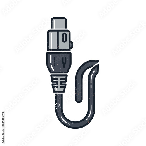 XLR audio connector with cable, vintage illustration