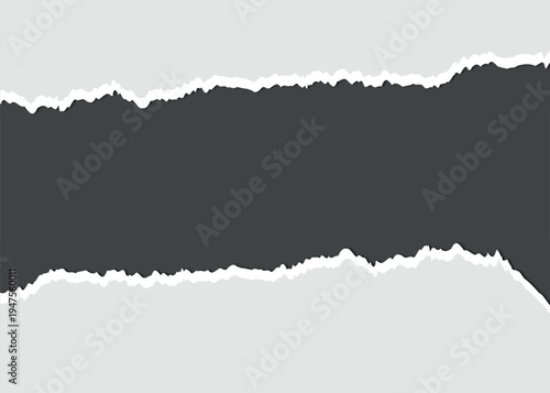 Torn paper set vector design, Ripped torn paper illustration vector background.Torn, ripped torn design, pieces of horizontal black paper with soft shadow squared background.