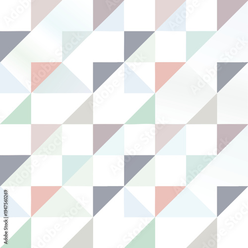 Geometric pattern of overlapping, translucent triangles in soft pastels
