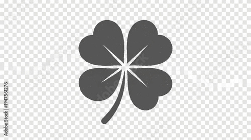 Modern grey four leaf clover icon isolated on transparent background for luck and nature designs