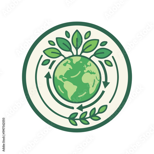 Green Earth Globe with Leaves 1.