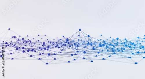Abstract Blue Digital Network Structure on White Background - 3D Illustration for Technology, Connectivity, and Big Data Concepts