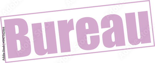 Bureau stamp, light purple rectangle shape with text, official seal for government or organization