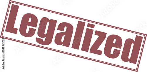 Legalized stamp in reddish-brown tilted over transparent background