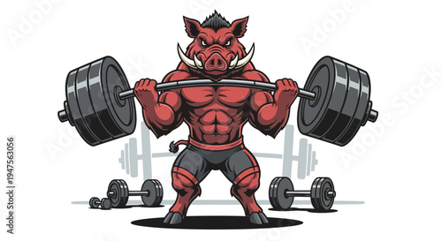 Red Demon Lifting Weights in Gym.