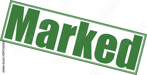 Marked stamp in green tilted over transparent background graphic design