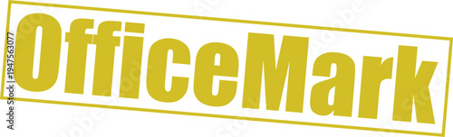 OfficeMark yellow rubber stamp on transparent background, graphic design for office use and business documents