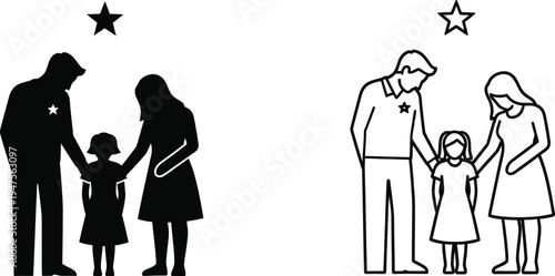 Family love silhouettes happy parents children Vector