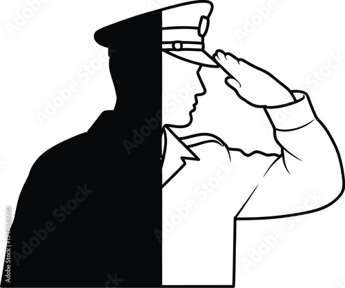 Soldier saluting silhouette Vector