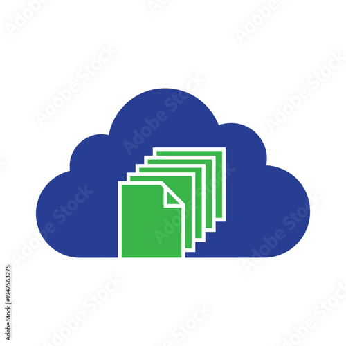 Cloud storage documents icon, digital file management for online backup technology graphic, data storage