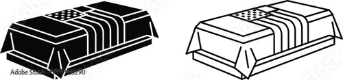 Black and white illustration of two identical rectangular objects Vector