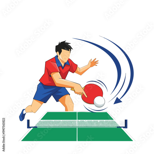 A person plays table tennis, hitting the ball over the net with a paddle