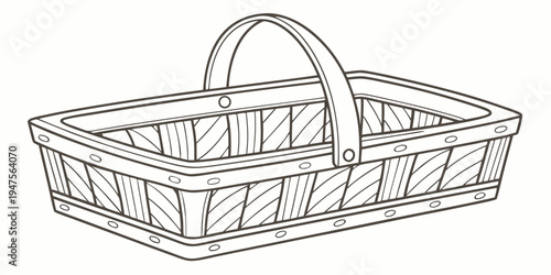 A beautifully woven basket with a sturdy handle, perfect for carrying groceries or picnic items.