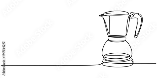 continuous one line drawing Vector line drawing of a coffee pot